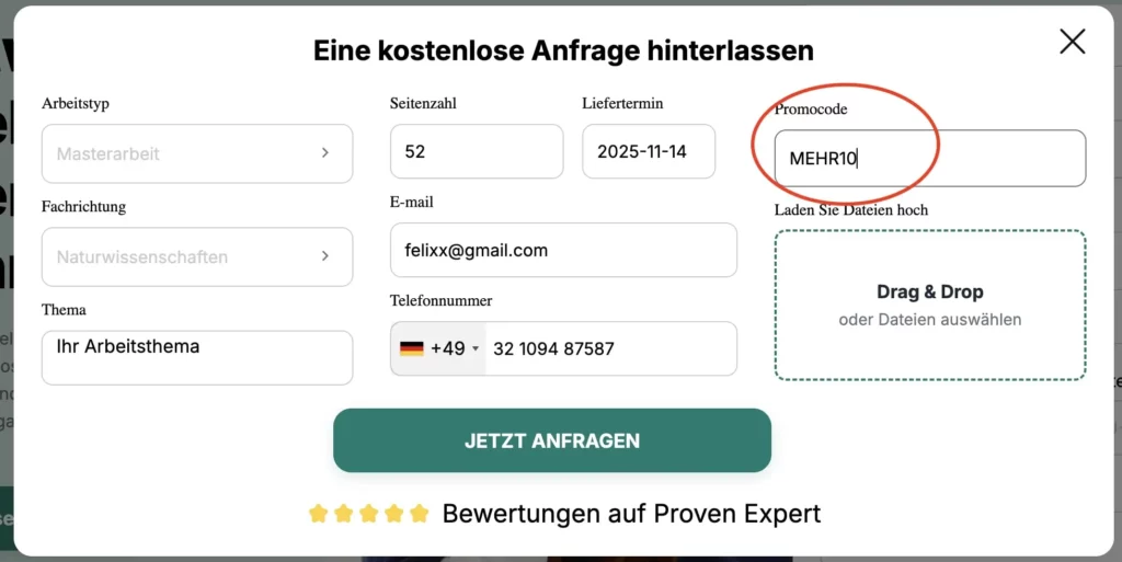 3 Schritt Rabbate Ghostwriting: Formular ausfüllen